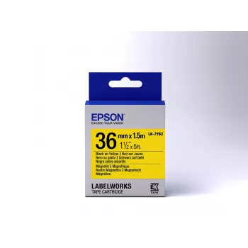 Epson magnetinė etikečių kasetė LK-7YB2 Juoda/Geltona 36 mm (1,5 m)