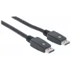 Manhattan DisplayPort 1.1 kabelis, 4K@60Hz, 10 m, kištukas–kištukas, su fiksatoriais, pilnai ekranuotas, juodas, garantija visam naudojimo laikui