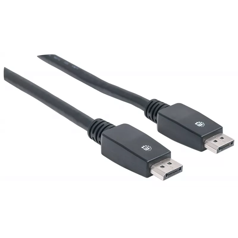 Manhattan DisplayPort 1.1 kabelis, 4K@60Hz, 10 m, kištukas–kištukas, su fiksatoriais, pilnai ekranuotas, juodas, garantija visam naudojimo laikui