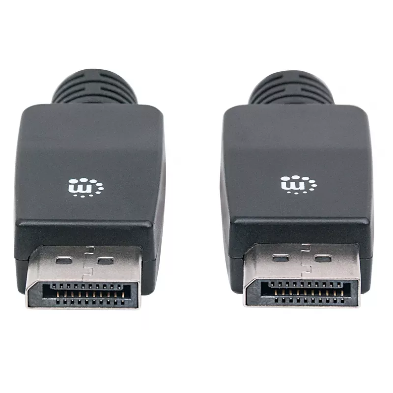 Manhattan DisplayPort 1.1 kabelis, 4K@60Hz, 10 m, kištukas–kištukas, su fiksatoriais, pilnai ekranuotas, juodas, garantija visam naudojimo laikui