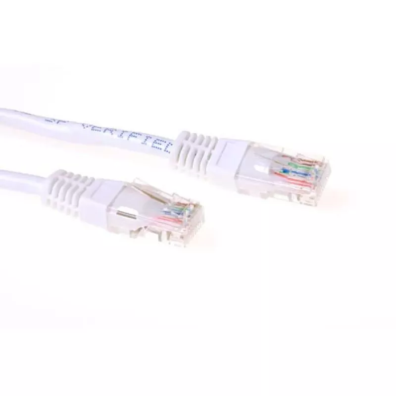 ACT baltas 5 metrų U/UTP CAT5E komutacinis kabelis su RJ45 jungtimis