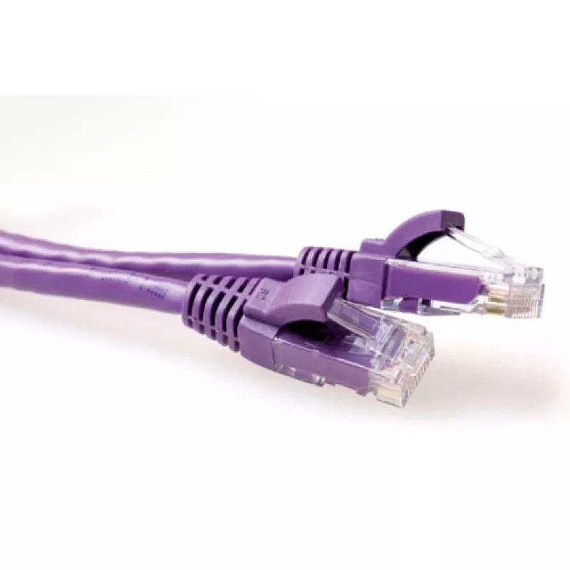 ACT purpurinis 2 metrų U/UTP CAT6A komutacinis kabelis su apsaugotais RJ45 jungtimis