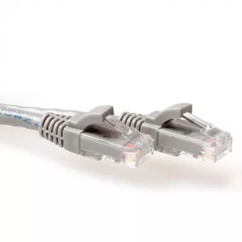 ACT pilkas 15 metrų U/UTP CAT6A komutacinis kabelis be užkabinimų su RJ45 jungtimis