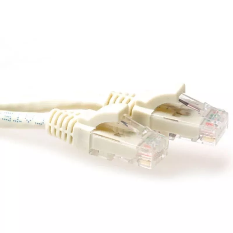ACT Ivory 2 metrų U/UTP CAT6A komutacinis kabelis su apsaugine mova ir RJ45 jungtimis