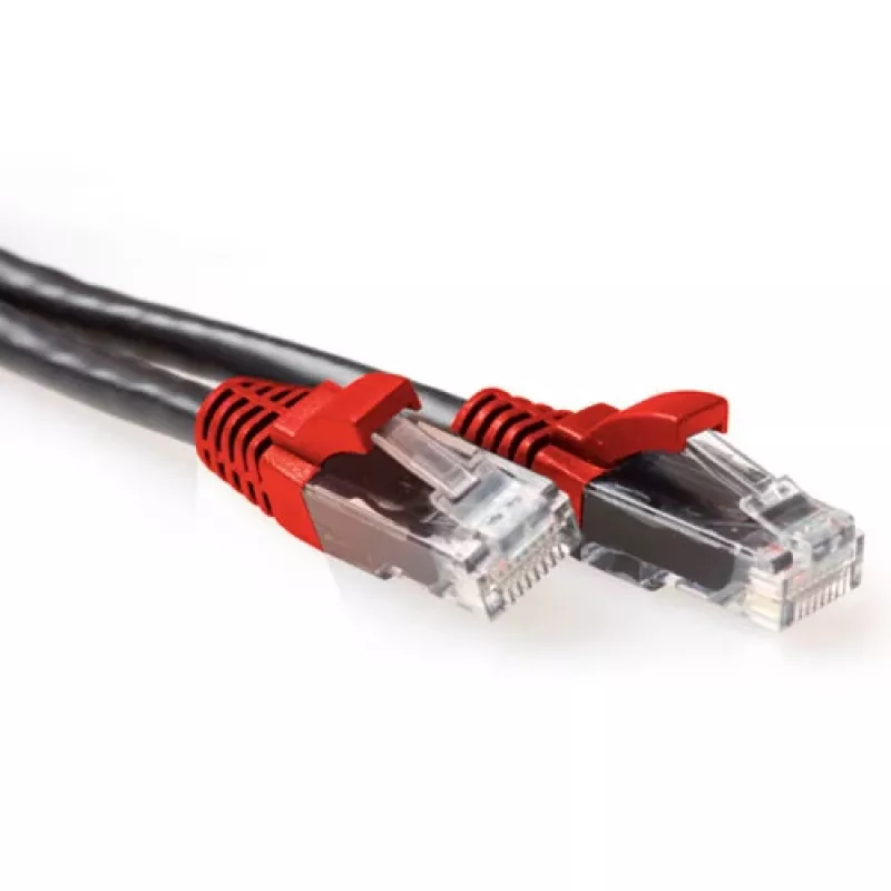 ACT juodas 2 metrų U/UTP CAT6A kryžminis komutacinis kabelis su RJ45 jungtimis