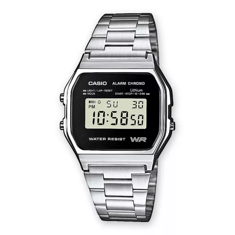 Laikrodis Unisex Casio A158WEA-1EF Elektroninis Juodas