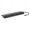 Manhattan USB-C dokas / šakotuvas su kortelių skaitytuvu ir MST, prievadai (x9): garso 3,5 mm, DisplayPort, Ethernet, HDMI, USB-A (x3), USB-C ir VGA, su maitinimo tiekimu (100 W) į USB-C prievadą (pastaba: reikalingas USB-C tinklo įkroviklis ir USB-C laidas), visi prievadai gali būti naudojami vienu metu