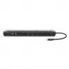 Manhattan USB-C dokas / šakotuvas su kortelių skaitytuvu ir MST, prievadai (x9): garso 3,5 mm, DisplayPort, Ethernet, HDMI, USB-A (x3), USB-C ir VGA, su maitinimo tiekimu (100 W) į USB-C prievadą (pastaba: reikalingas USB-C tinklo įkroviklis ir USB-C laidas), visi prievadai gali būti naudojami vienu metu