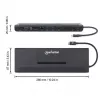 Manhattan USB-C dokas / šakotuvas su kortelių skaitytuvu ir MST, prievadai (x9): garso 3,5 mm, DisplayPort, Ethernet, HDMI, USB-A (x3), USB-C ir VGA, su maitinimo tiekimu (100 W) į USB-C prievadą (pastaba: reikalingas USB-C tinklo įkroviklis ir USB-C laidas), visi prievadai gali būti naudojami vienu metu
