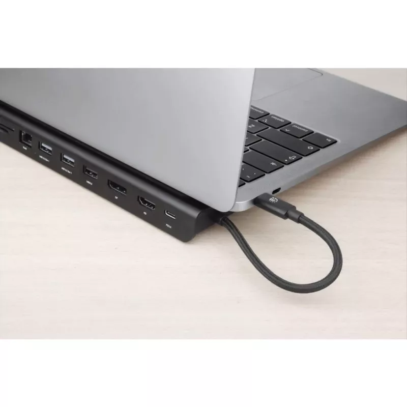 Manhattan USB-C dokas / šakotuvas su kortelių skaitytuvu ir MST, prievadai (x9): garso 3,5 mm, DisplayPort, Ethernet, HDMI, USB-A (x3), USB-C ir VGA, su maitinimo tiekimu (100 W) į USB-C prievadą (pastaba: reikalingas USB-C tinklo įkroviklis ir USB-C laidas), visi prievadai gali būti naudojami vienu metu