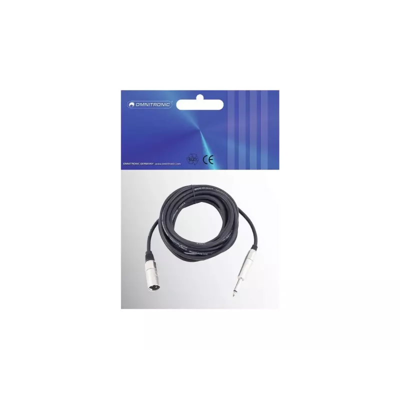 Garso kabelis Omnitronic 3022519D 10 m XLR 3 kontaktų 6.35mm juodas