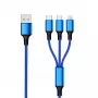 USB kabelis 2GO 797151 1,5 m USB B USB C/Micro-USB B/Lightning juoda mėlyna