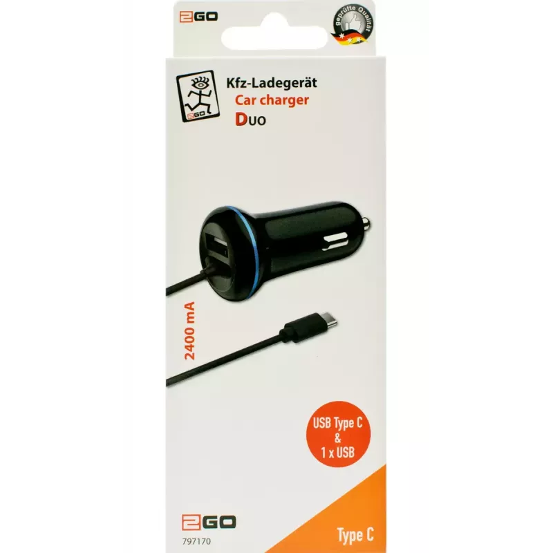 Mobiliojo įrenginio kroviklis 2GO 797170 Universalus Juodas Automobilinis Lizdas 12/24V USB 1,4m