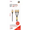 USB laidas 2GO 797152 3 m USB B USB C/Micro-USB B/Lightning juoda/auksinė
