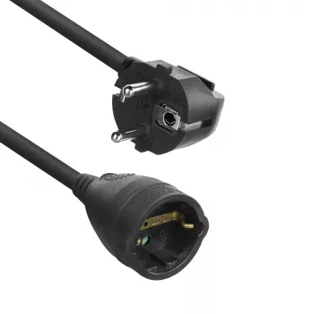 ACT Powercord ilginimo laidas CEE 7/7 kištukas (kampinis) - CEE 7/7 lizdas juodas 10 m