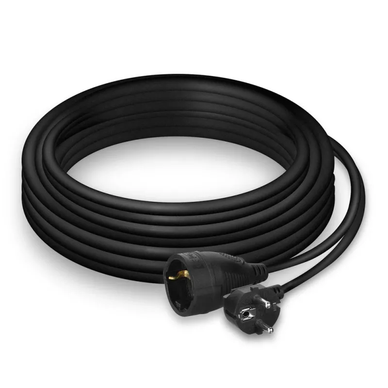 ACT Powercord ilginimo laidas CEE 7/7 kištukas (kampinis) - CEE 7/7 lizdas juodas 10 m