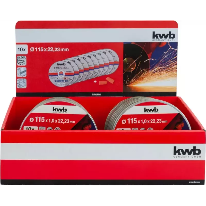 Pjovimo diskų rinkinys kwb 712021 Plonas pjovimo diskas Plokščias centras 10 vnt.