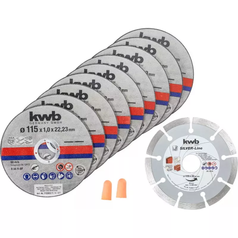 Pjovimo diskas kwb Thin+Diamond Cutting Discs plokščia centravimo anga plytoms, marmurui, plienui, akmeniui