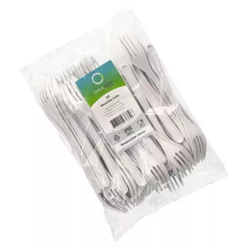 Vienkartinė šakutė Papstar 96427 Polipropilenas 50 vnt. Balta 185 mm