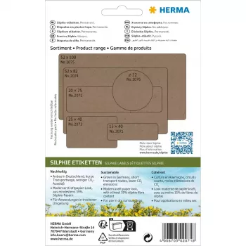 HERMA 2071 lipnios etiketės, suapvalintas stačiakampis, nuolatinis klijus, ruda, 12x40 mm, 672 vnt.