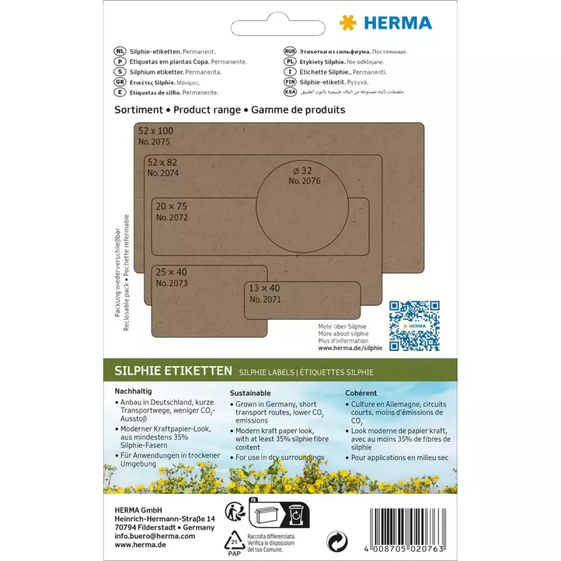 Lipnios etiketės HERMA 2076 Apvalios Nuolatinės Rudos 3,2 cm 360 vnt.