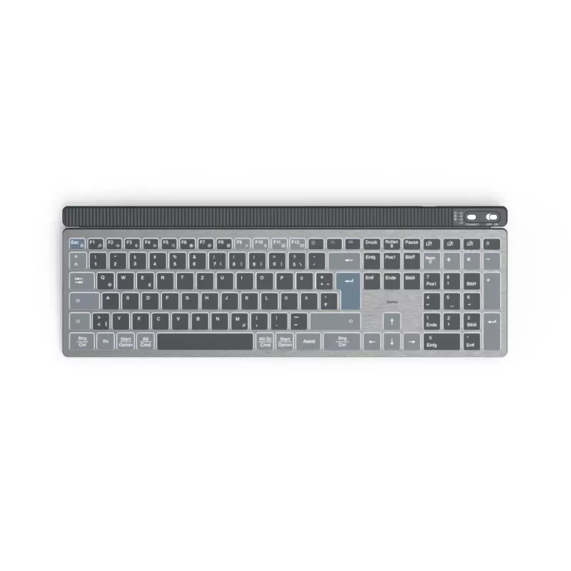 Hama WK-750 klaviatūra namams/biurui Bluetooth QWERTZ vokiečių k. antracito, juoda, mėlyna