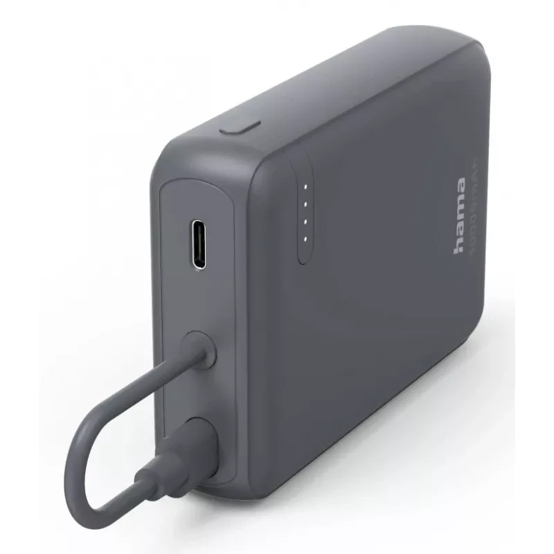 Hama „Travel“ maitinimo blokas su kabeliu, 10000 mAh, 2 išėjimai: 2x USB-C, antracito spalvos