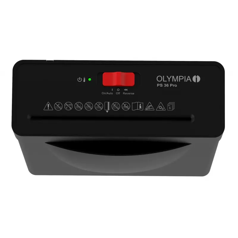 Popieriaus smulkintuvas Olympia PS 36 Pro — Juostinis smulkinimas, 8 L krepšys, 72 dB, Juoda