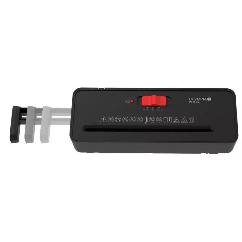 Popieriaus smulkintuvas Olympia PS 36 Pro — Juostinis smulkinimas, 8 L krepšys, 72 dB, Juoda