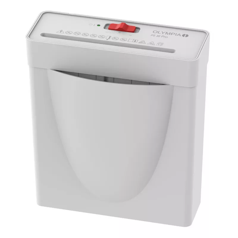 Popieriaus smulkintuvas Olympia PS 36 Pro — juostelinis smulkinimas, 8 L krepšys, 72 dB, baltas