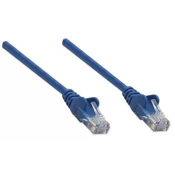 Intellinet tinklo komutacinis kabelis, Cat6, 3 m, mėlynas, CCA, U/UTP, PVC, RJ45, auksuoti kontaktai, neužkabinamas, su apsaugine mova, garantija visam naudojimo laikui
