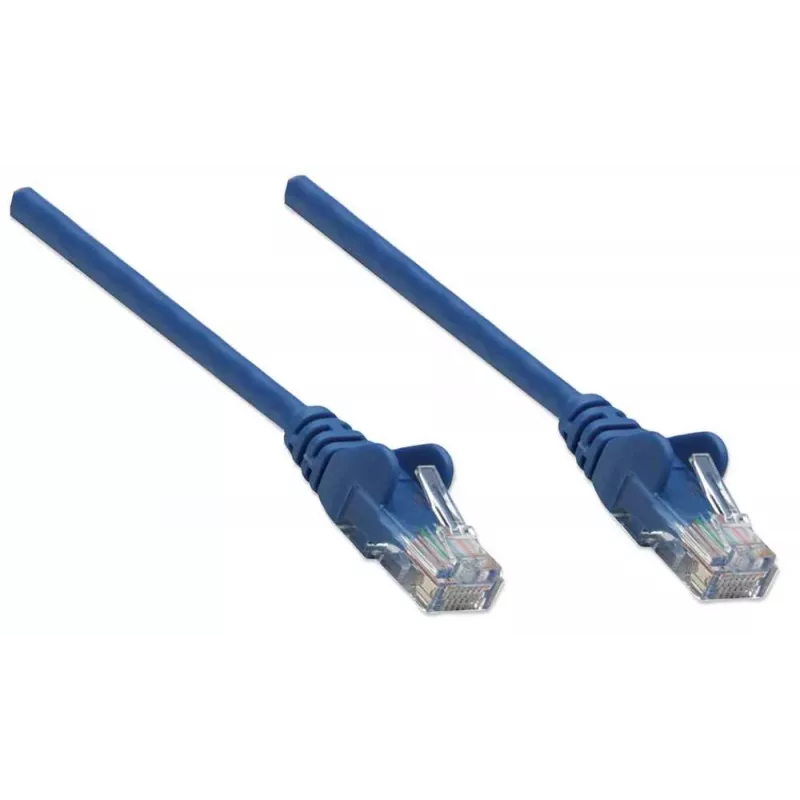 Intellinet tinklo komutacinis kabelis, Cat6, 3 m, mėlynas, CCA, U/UTP, PVC, RJ45, auksuoti kontaktai, neužkabinamas, su apsaugine mova, garantija visam naudojimo laikui