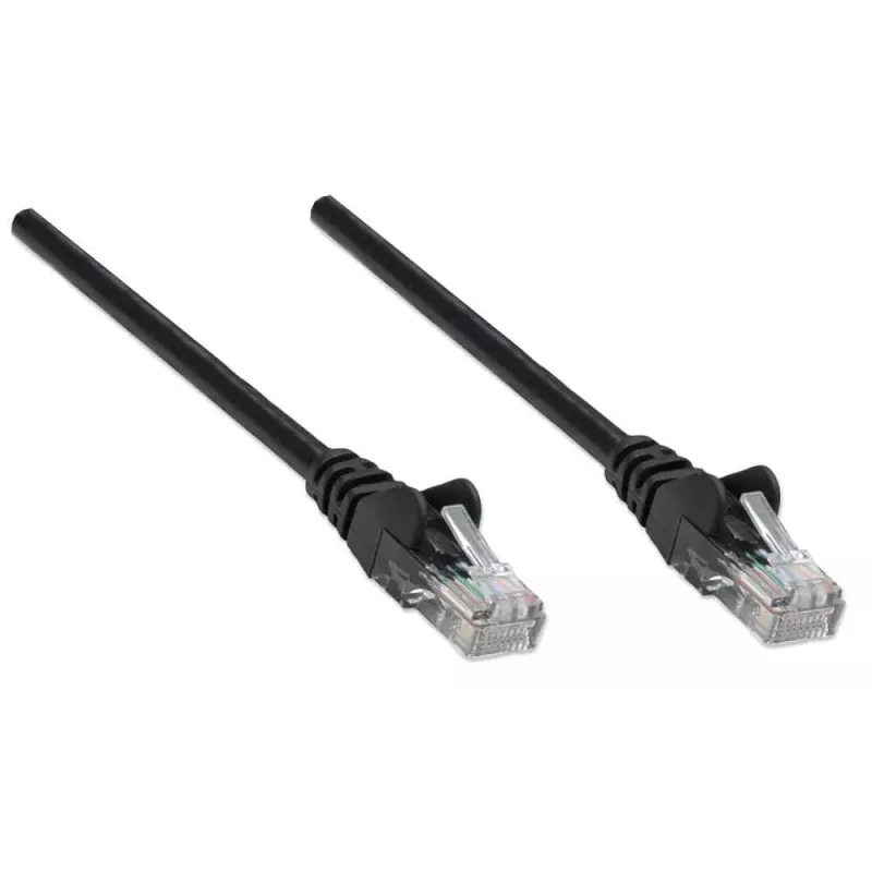 Intellinet tinklo komutacinis kabelis, Cat5e, 5 m, juodas, CCA, U/UTP, PVC, RJ45, auksuoti kontaktai, nesikabinantis, apsauginis gaubtelis, garantija visam naudojimo laikui