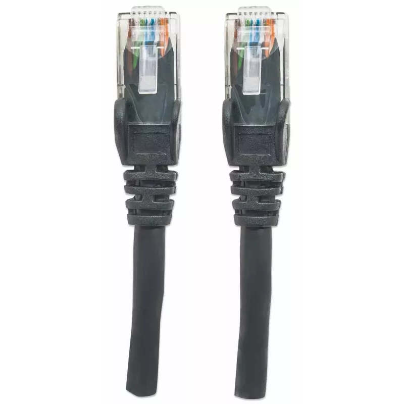Intellinet tinklo kabelis, Cat6, 2 m, juodas, CCA, U/UTP, PVC, RJ45, auksuoti kontaktai, besąsagis, apsaugotas, garantija visam gyvenimui