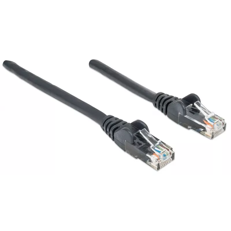 Intellinet tinklo komutacinis kabelis, Cat6, 1,5 m, juodas, CCA, U/UTP, PVC, RJ45, auksuoti kontaktai, nesipainiojanti apsauga, su antgaliu, garantija visam tarnavimo laikui