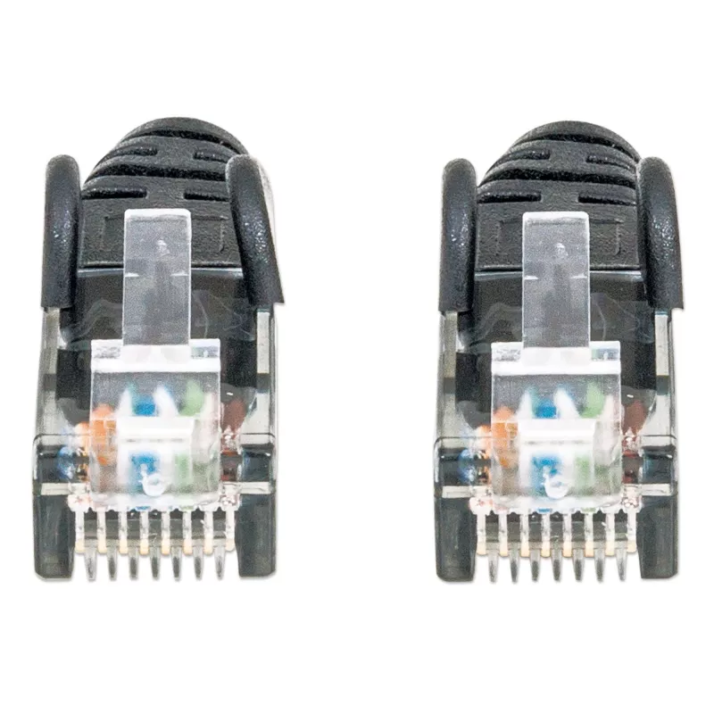 Intellinet tinklo komutacinis kabelis, Cat6, 1,5 m, juodas, CCA, U/UTP, PVC, RJ45, auksuoti kontaktai, nesipainiojanti apsauga, su antgaliu, garantija visam tarnavimo laikui