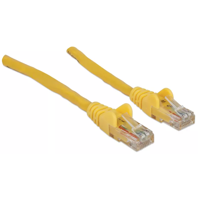 Intellinet tinklo kabelis, Cat6, 1 m, geltonas, CCA, U/UTP, PVC, RJ45, auksuoti kontaktai, neužkabinamas, su apsaugine mova, garantija visam naudojimo laikui