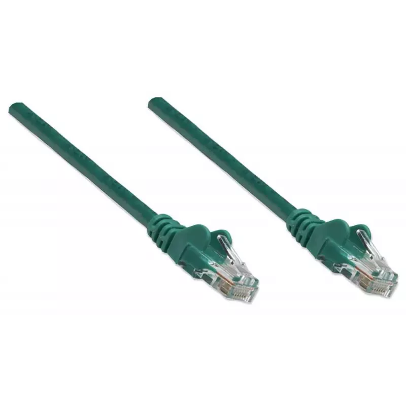 Intellinet tinklo kabelis, Cat5e, 3 m, žalias, CCA, U/UTP, PVC, RJ45, paauksuoti kontaktai, be užkabinimo, su apsaugine mova, garantija visam laikui