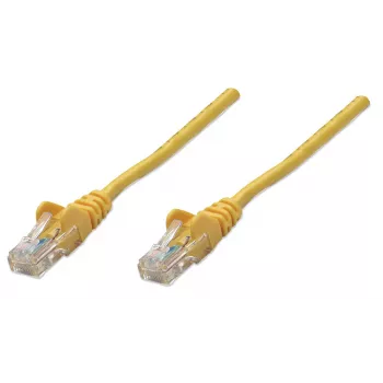 Intellinet tinklo kabelis, Cat5e, 3 m, geltonas, CCA, U/UTP, PVC, RJ45, auksuoti kontaktai, besipynimui atsparus, su apsaugine mova, garantija visam eksploatavimo laikui