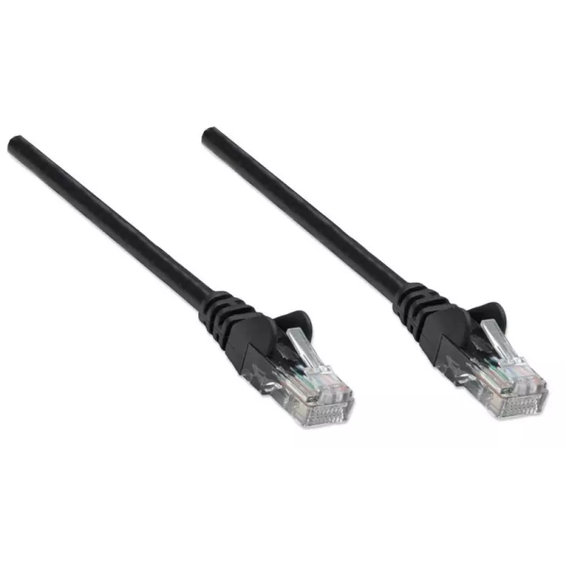 Intellinet tinklo komutacinis kabelis, Cat5e, 3 m, juodas, CCA, U/UTP, PVC, RJ45, auksuoti kontaktai, neužsikabinantis, su apsaugomis, garantija visam tarnavimo laikui