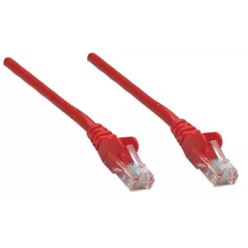 Intellinet tinklo komutacinis kabelis, Cat6, 0,5 m, raudonas, CCA, U/UTP, PVC, RJ45, paauksuoti kontaktai, be užkliuvimų, su apsauga, garantija visam eksploatavimo laikui