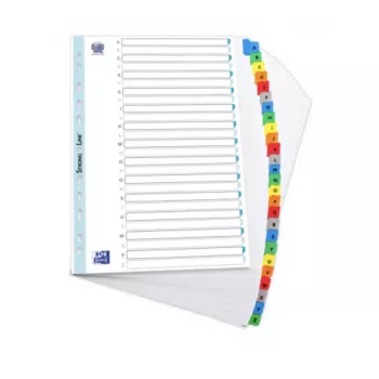 Elba Mylar kortelių rodyklė A-Z, 26 dalių, A4 itin plati, 230 x 297 mm, spalvotos skirtukų lentelės (592581-20)