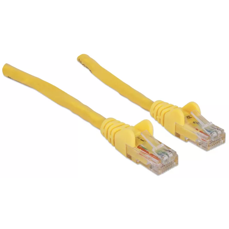 “Intellinet” tinklo kabelis, Cat6, 20 m, geltonas, CCA, U/UTP, PVC, RJ45, paauksuoti kontaktai, be užkabinimų, su apsauginiu gaubteliu, garantija visam laikui