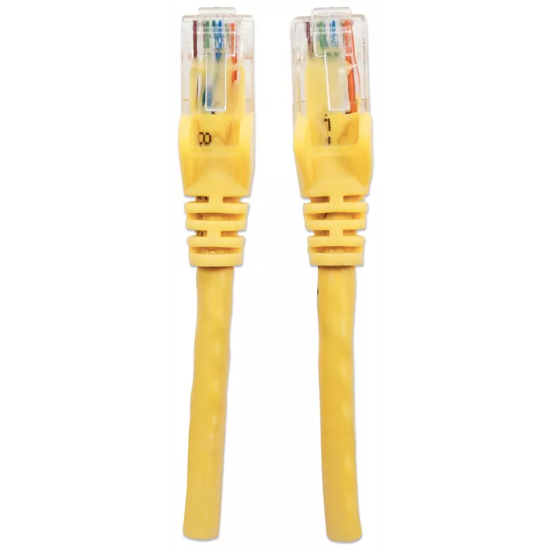 “Intellinet” tinklo kabelis, Cat6, 20 m, geltonas, CCA, U/UTP, PVC, RJ45, paauksuoti kontaktai, be užkabinimų, su apsauginiu gaubteliu, garantija visam laikui