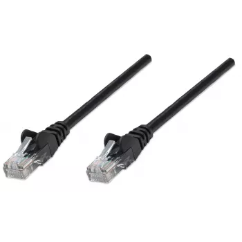 Intellinet tinklo pataisų kabelis, Cat5e, 1,5 m, juodas, CCA, U/UTP, PVC, RJ45, auksuoti kontaktai, be užkliuvimų, su apsaugine mova, garantija visam tarnavimo laikui