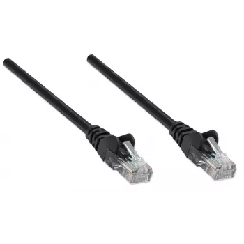 Intellinet tinklo pataisų kabelis, Cat5e, 1,5 m, juodas, CCA, U/UTP, PVC, RJ45, auksuoti kontaktai, be užkliuvimų, su apsaugine mova, garantija visam tarnavimo laikui