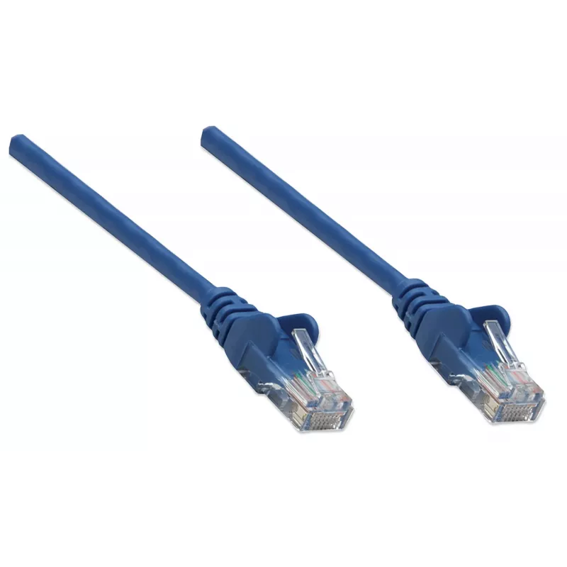 “Intellinet” tinklo komutacinis kabelis, Cat5e, 1,5 m, mėlynas, CCA, U/UTP, PVC, RJ45, auksuoti kontaktai, nesipainiojanti apsauga, su apvalkalu, viso gyvenimo garantija