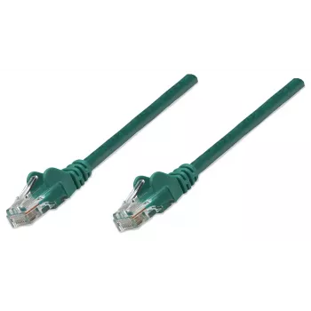 Intellinet tinklo komutacinis kabelis, Cat5e, 1,5 m, žalias, CCA, U/UTP, PVC, RJ45, auksuoti kontaktai, nesipainiojantis, su apsauginiu gaubteliu, garantija visam eksploatavimo laikui