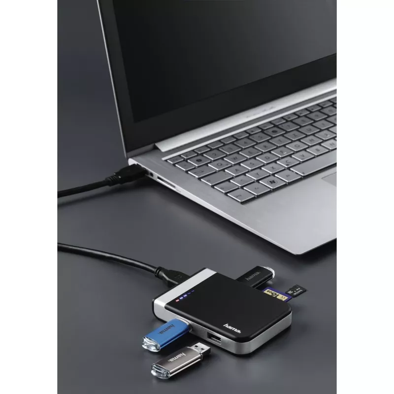 Hama 00054546 kortelių skaitytuvas USB 3.2 Gen 1 (3.1 Gen 1) Type-A/Type-C Juoda, Sidabrinė
