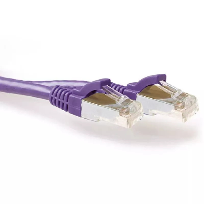 ACT Purple 10.00 meter SFTP CAT6A komutacinis kabelis, nesulaužomas su RJ45 jungtimis